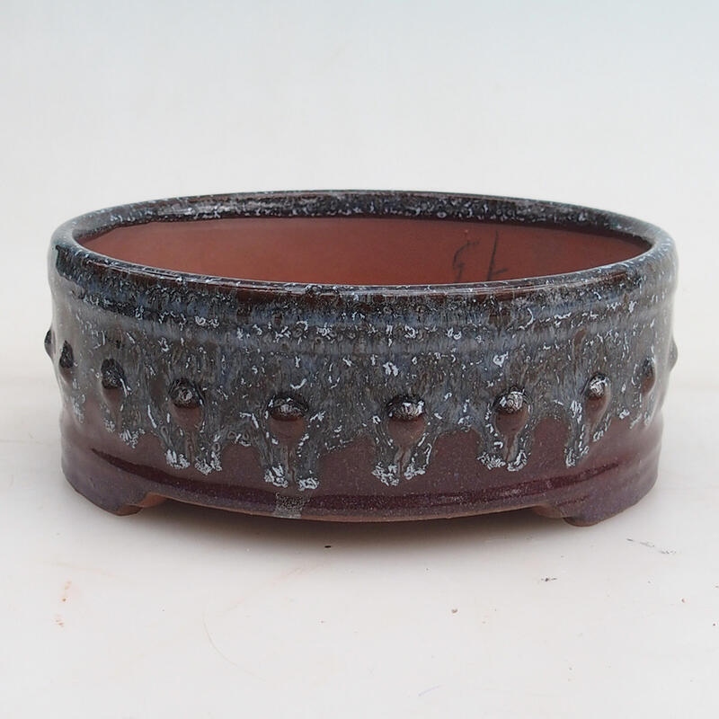 Bol bonsaï 14 x 14 x 5,5 cm, couleur gris bordeaux