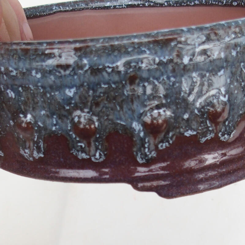 Bol bonsaï 14 x 14 x 5,5 cm, couleur gris bordeaux