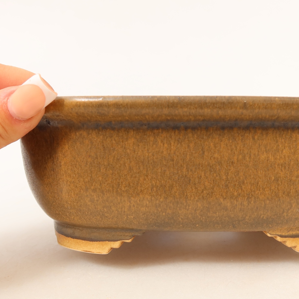 Pot à bonsaï en céramique 20,5 x 16,5 x 7 cm, couleur marron