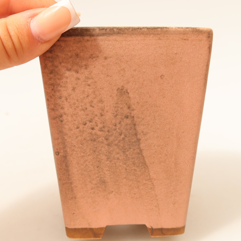 Pot à bonsaï en céramique 8,5 x 8,5 x 10,5 cm, couleur rose