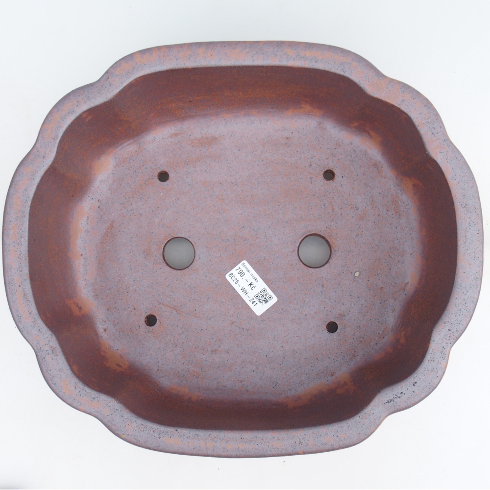 Bol à bonsaï en céramique 31,5 x 27,5 x 10 cm, couleur métal