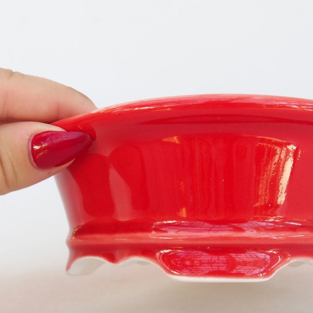 Bol à bonsaï en céramique 13 x 12 x 5 cm, couleur rouge