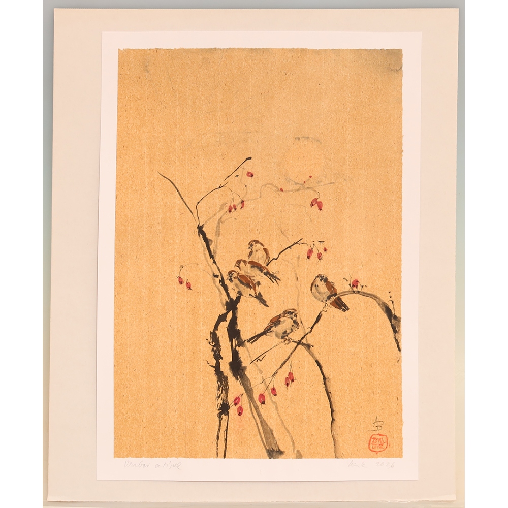 Calligraphie - Moineaux et flèches