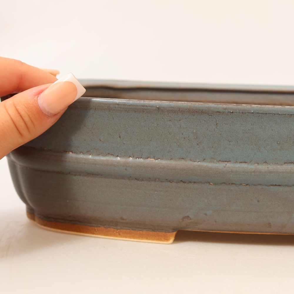 Bol à bonsaï en céramique 29,5 x 25 x 7 cm, couleur bleu