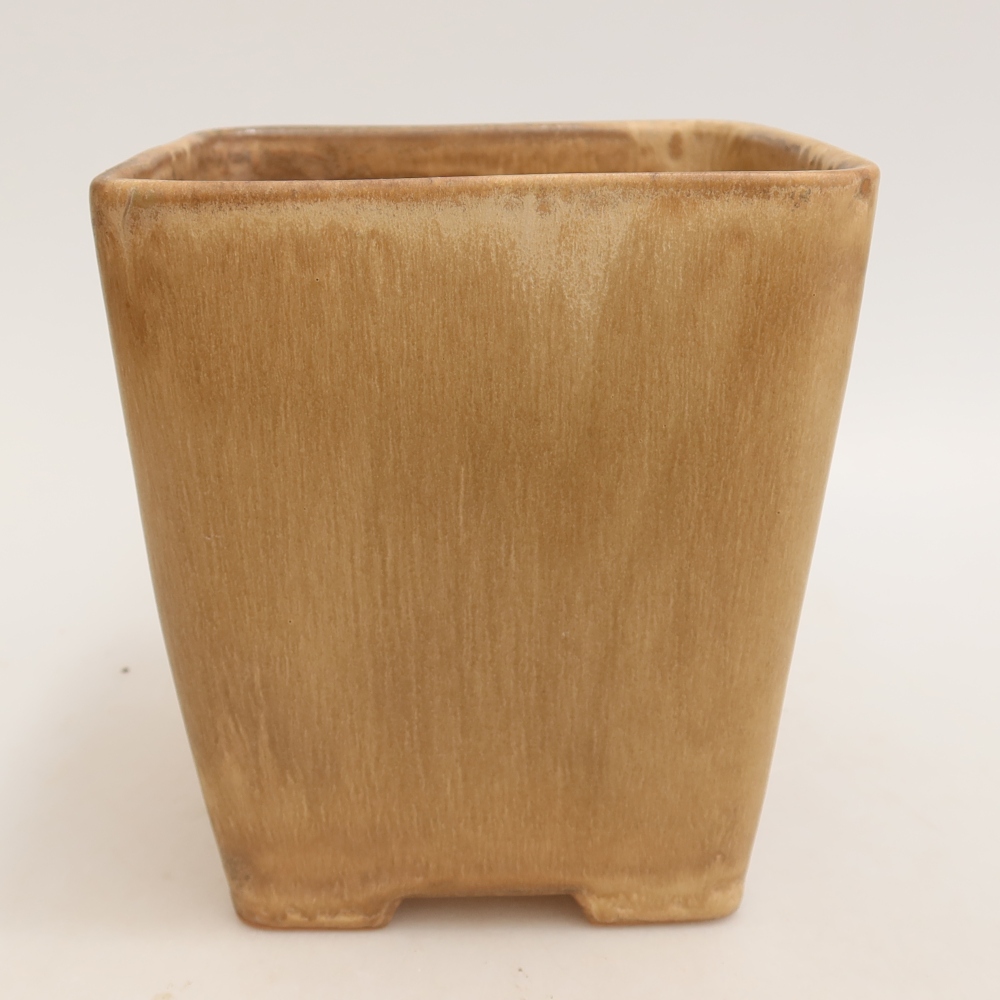 Pot à bonsaï en céramique 13,5 x 13,5 x 15 cm, couleur beige