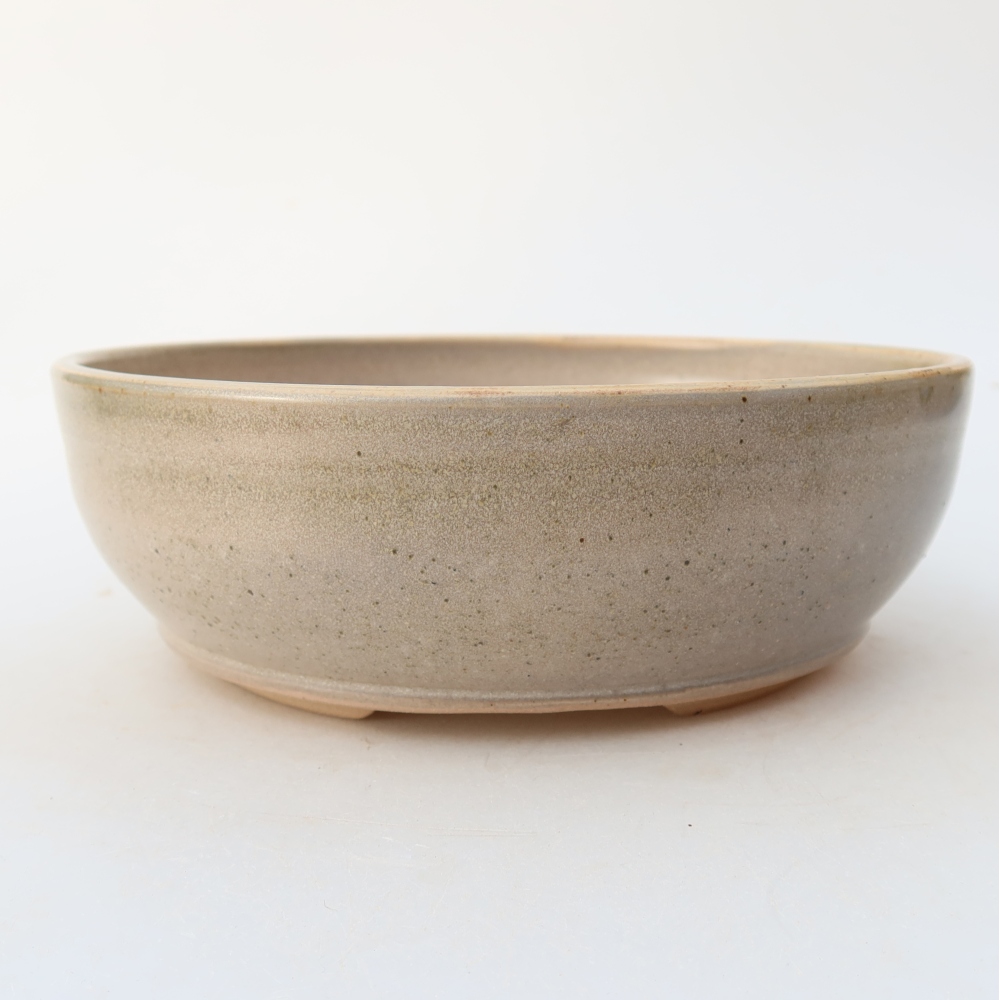 Pot à bonsaï en céramique 17,5 x 17,5 x 6 cm, couleur beige