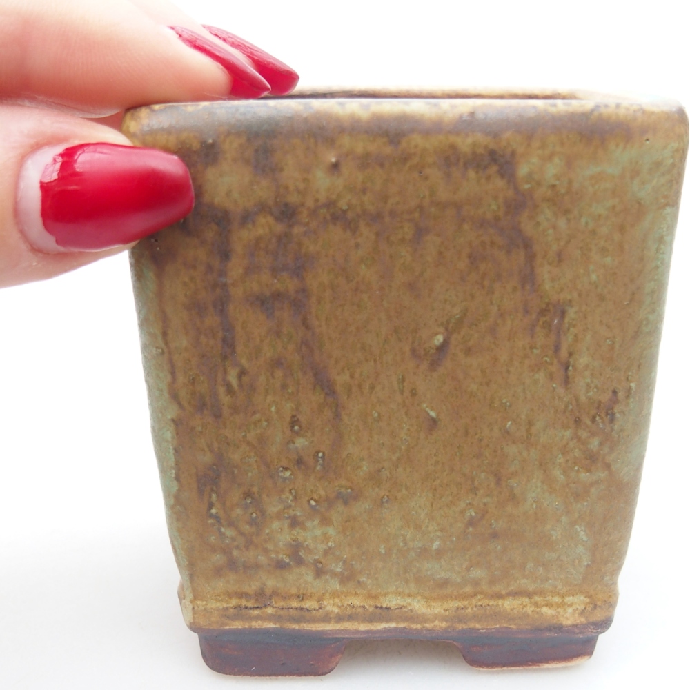 Bol à bonsaï en céramique 6,5 x 6,5 x 7 cm, vert