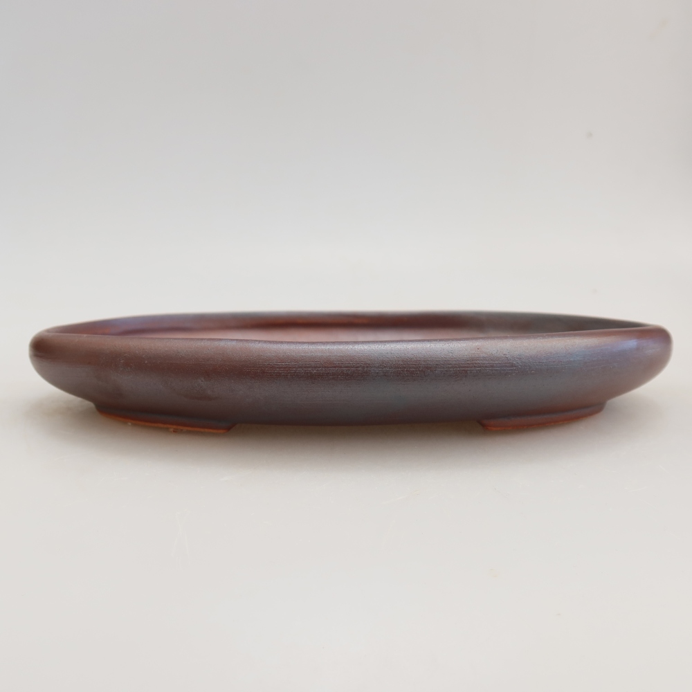 Bol à bonsaï en céramique 22,5 x 16,5 x 3 cm, couleur métal