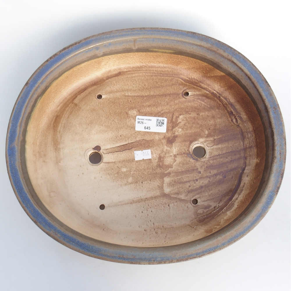 Bol à bonsaï en céramique 32,5 x 28,5 x 7,5 cm, couleur bleu