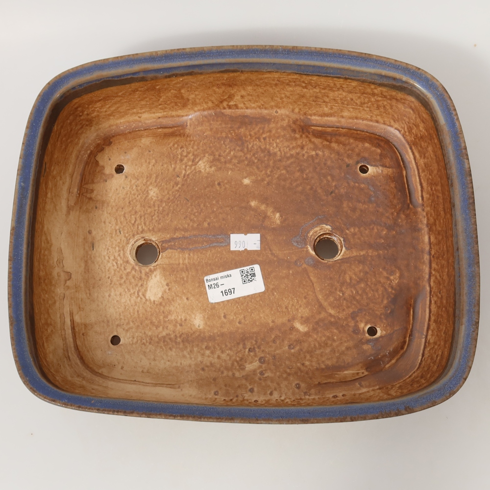 Bol à bonsaï en céramique 29,5 x 25 x 7 cm, couleur bleu