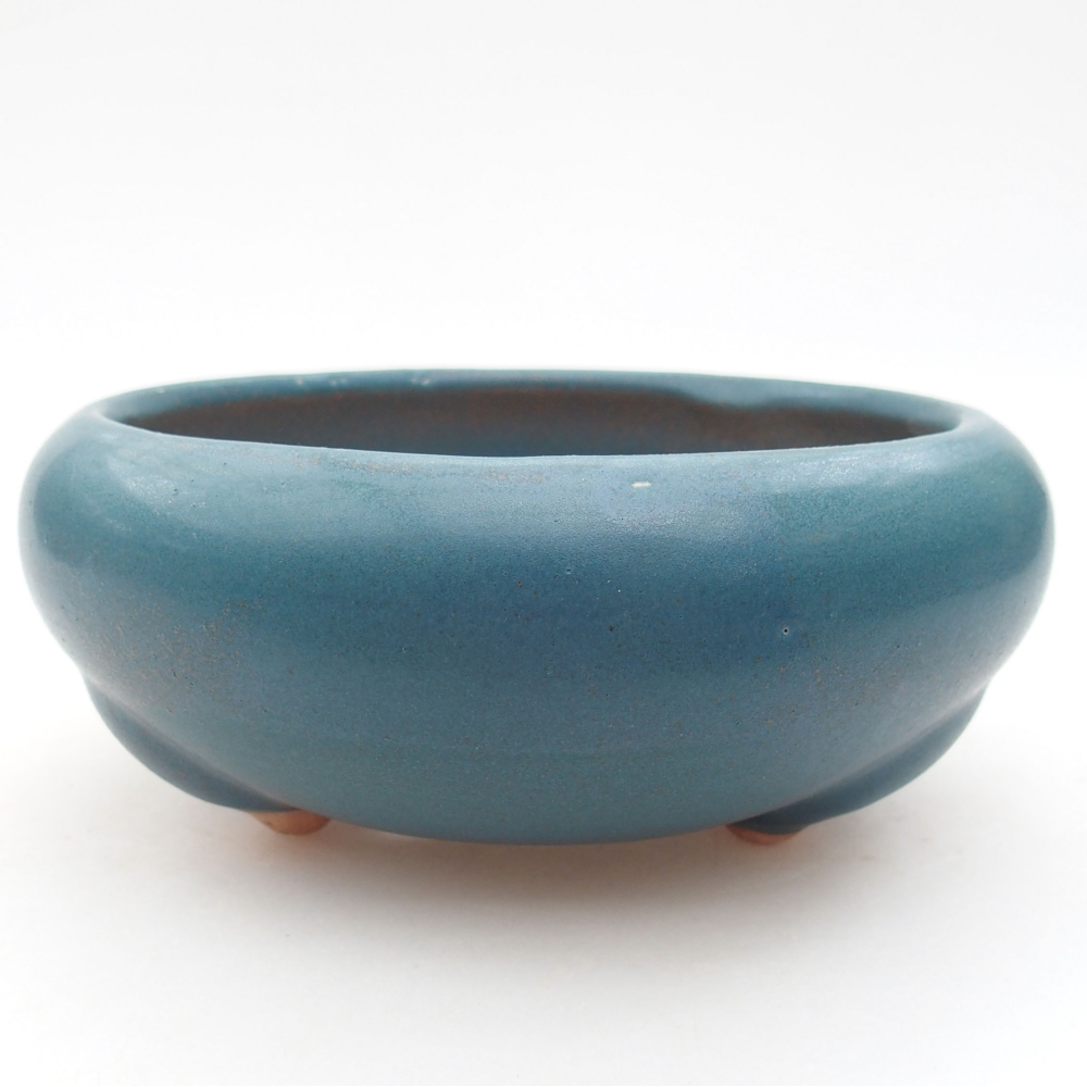 Bol à bonsaï en céramique 14 x 14 x 6,5 cm, couleur bleu