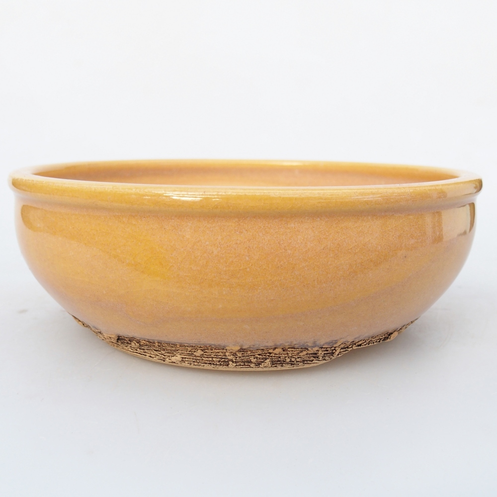 Bol à bonsaï en céramique 16,5 x 16,5 x 5,5 cm, couleur brun-jaune