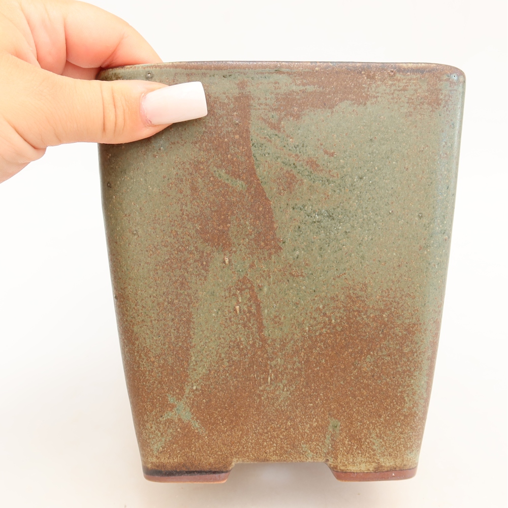 Bol à bonsaï en céramique 14 x 14 x 15 cm, brun
