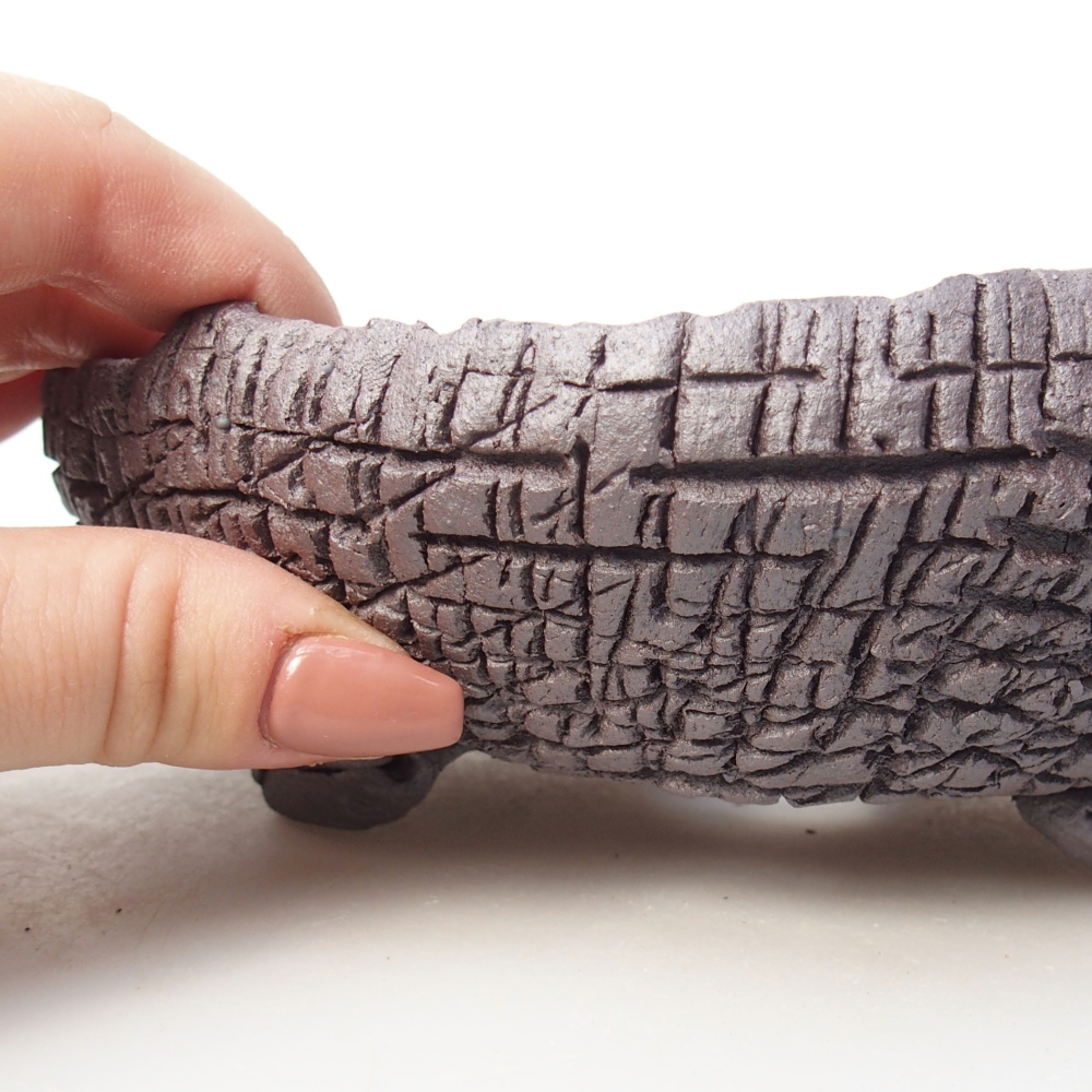 Bol à bonsaï en céramique 17 x 16 x 6 cm, couleur métal