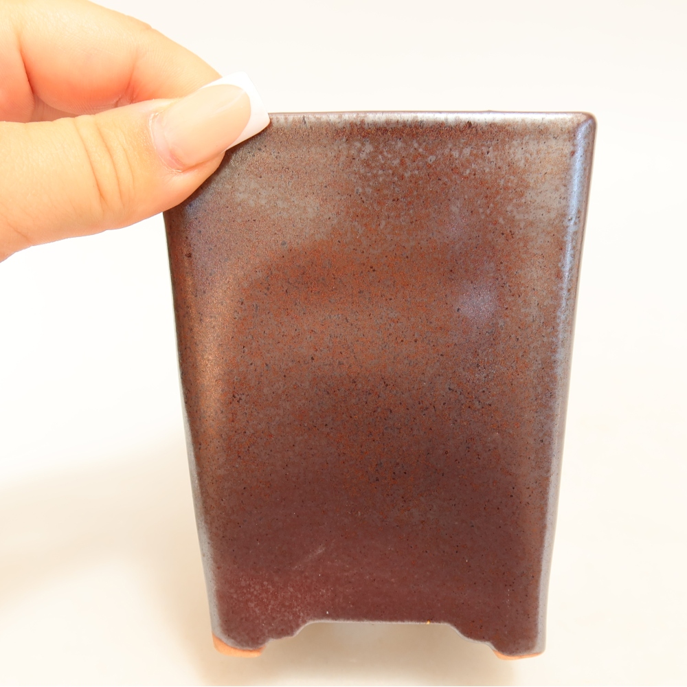 Pot à bonsaï en céramique 9 x 9 x 11 cm, couleur métallique