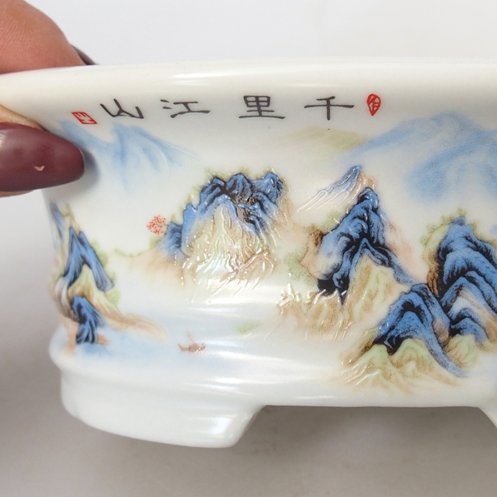 Bol à bonsaï en céramique 14,5 x 11 x 4,5 cm, couleur blanc