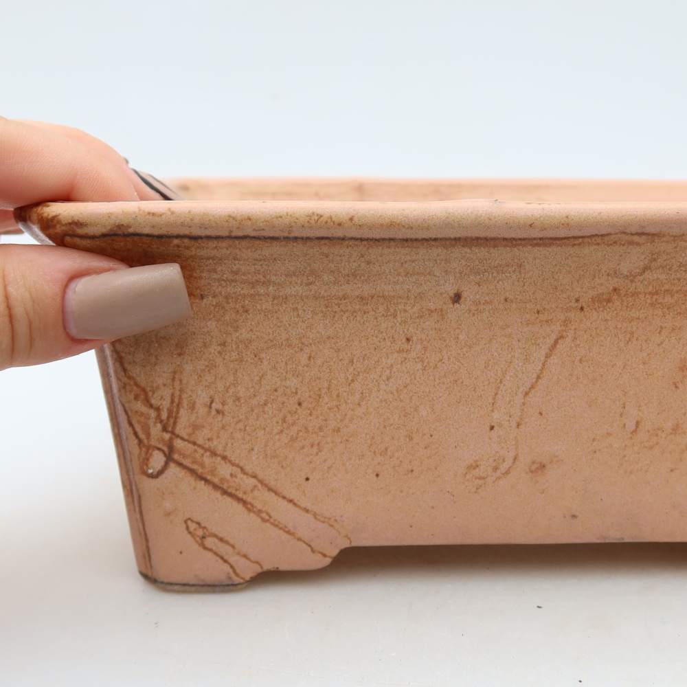 Pot à bonsaï en céramique 18 x 13,5 x 7,5 cm, couleur rose