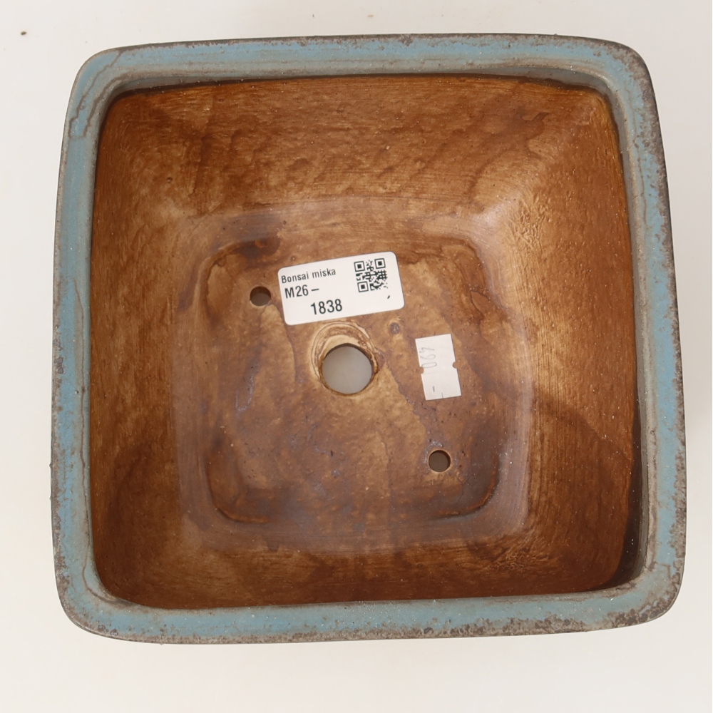 Pot à bonsaï en céramique 16,5 x 16,5 x 9,5 cm, couleur bleue