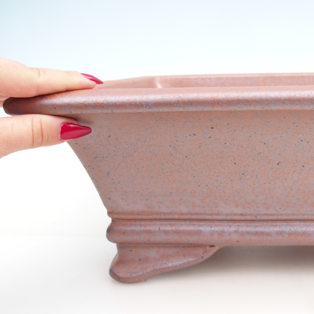 Bol à bonsaï en céramique 41 x 29,5 x 13,5 cm, couleur métal