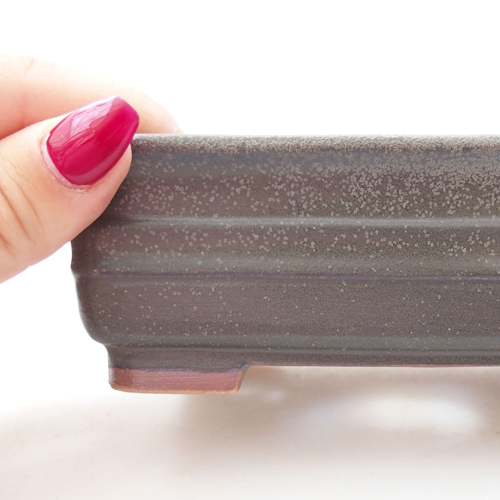 Bol à bonsaï en céramique 13,5 x 9,5 x 4,5 cm, gris