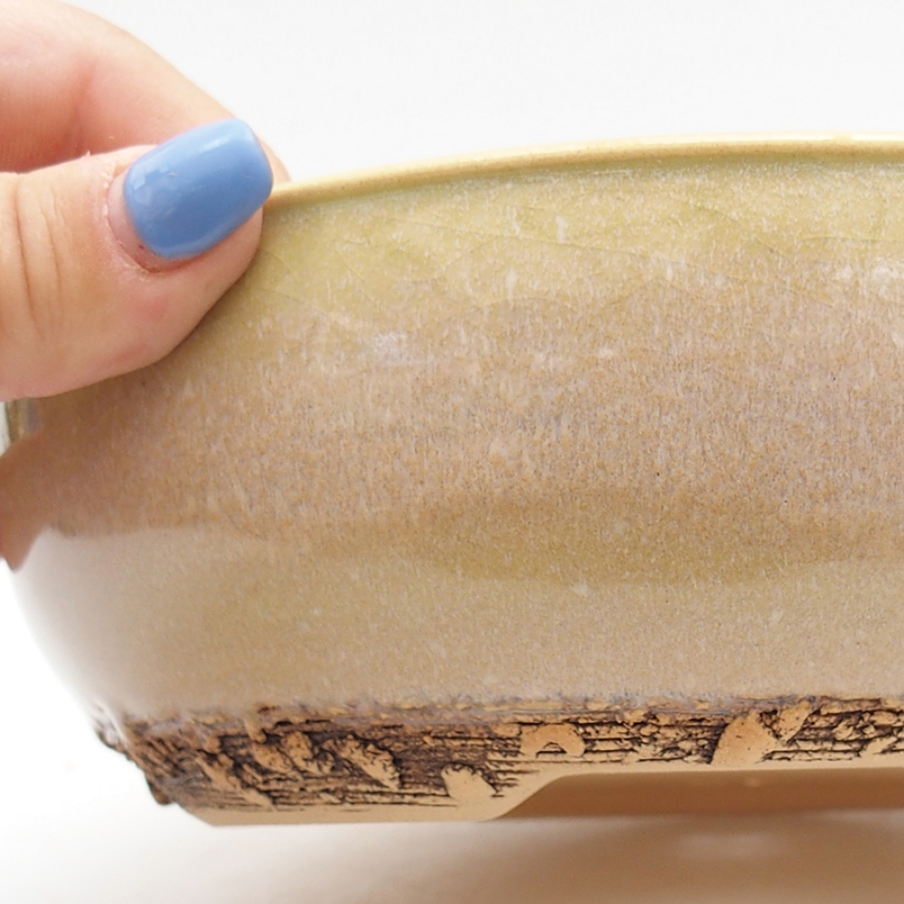 Bol à bonsaï en céramique 18 x 18 x 6 cm, vert