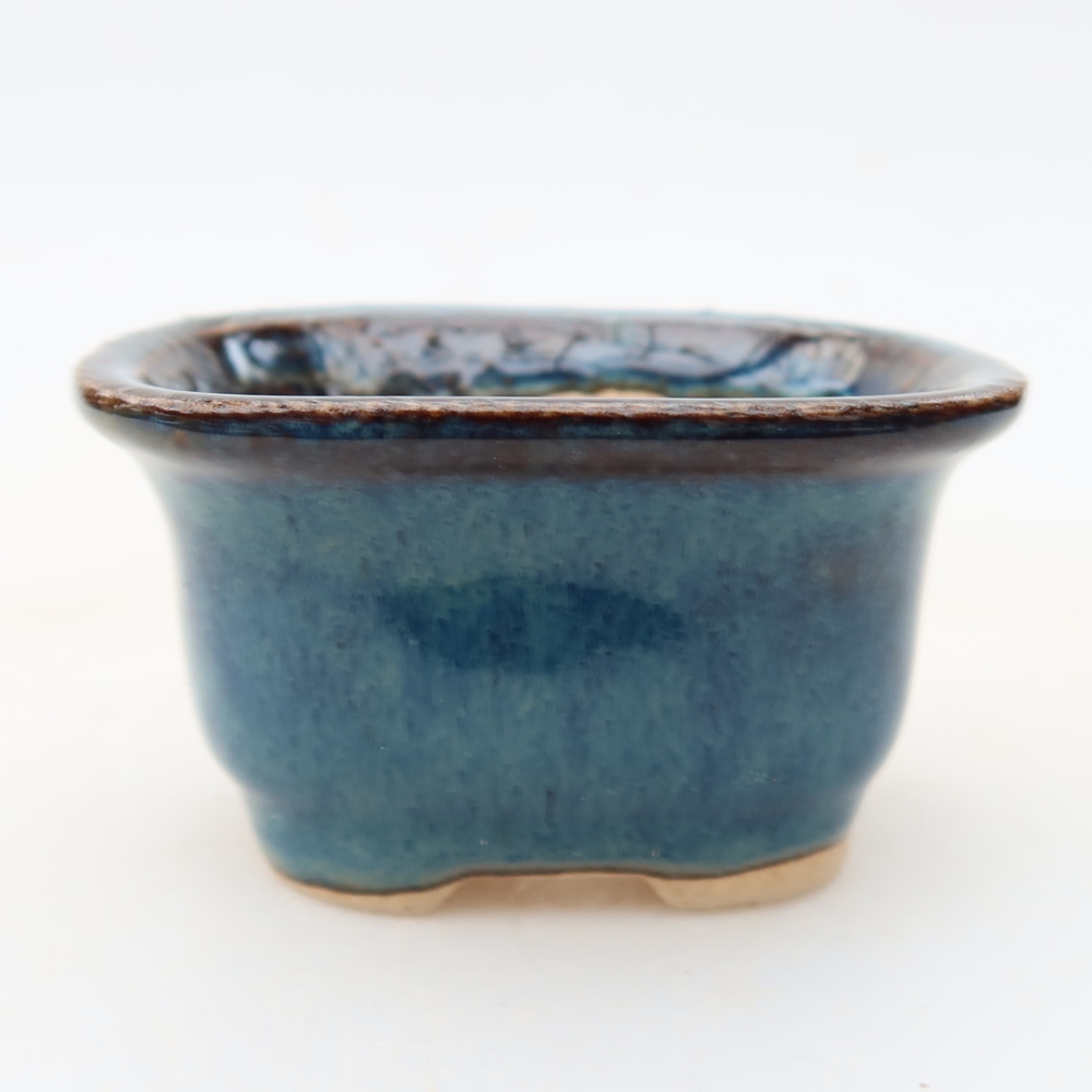 Pot à bonsaï en céramique 6 x 5 x 3,5 cm, couleur bleue