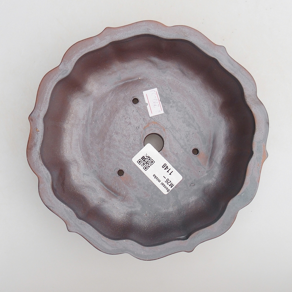 Bol à bonsaï en céramique 18 x 18 x 4,5 cm, couleur métal