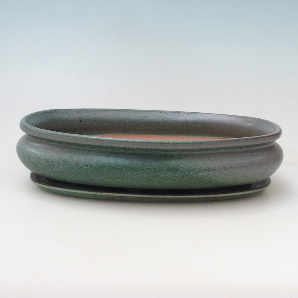 Bol bonsaï + soucoupe H15 - 25,5x17,5x6 cm - vert