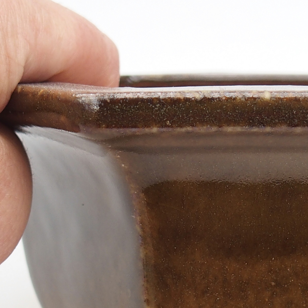 Bol à bonsaï en céramique 18 x 16 x 9 cm, couleur brun-vert