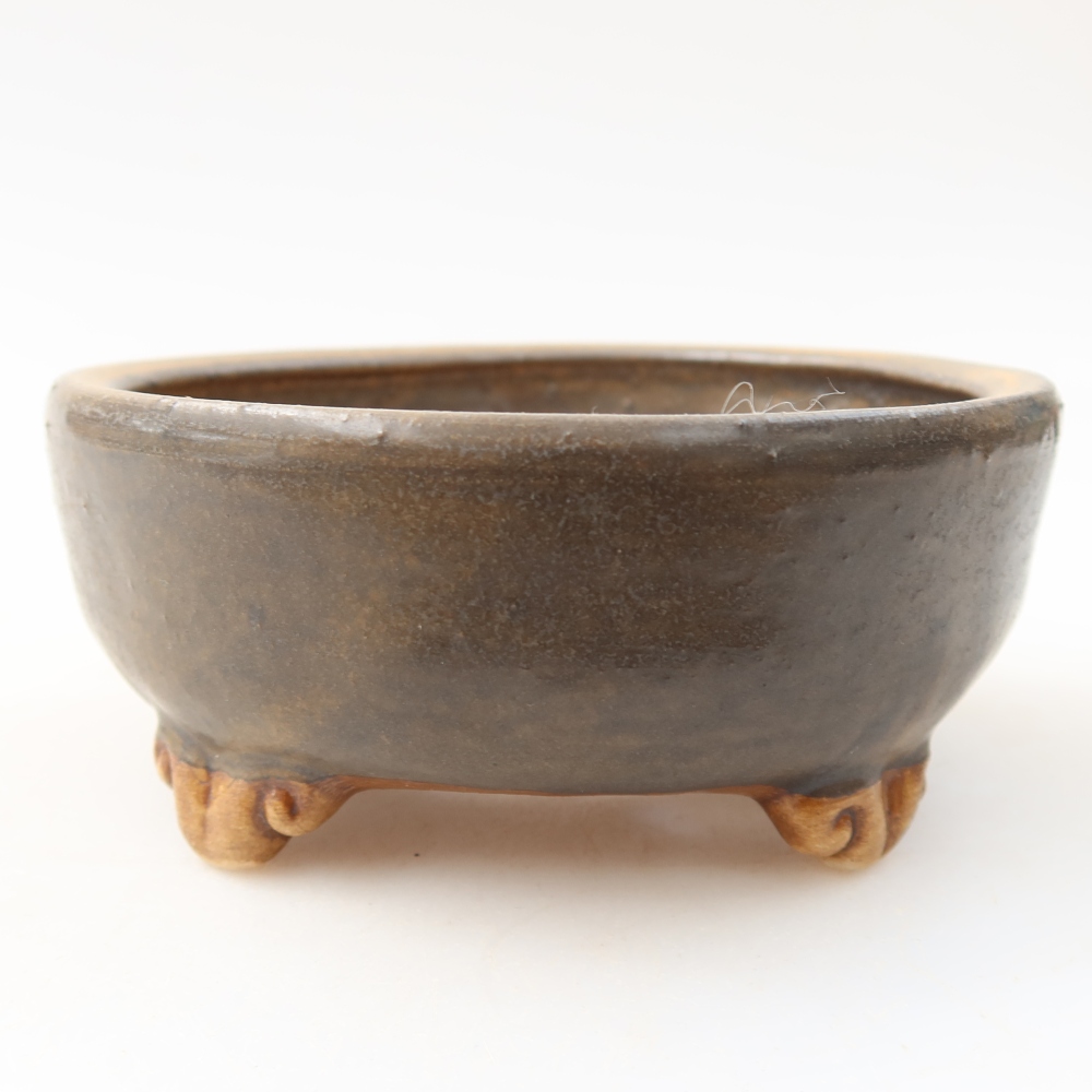 Bol à bonsaï en céramique 10,5 x 10,5 x 4 cm, brun