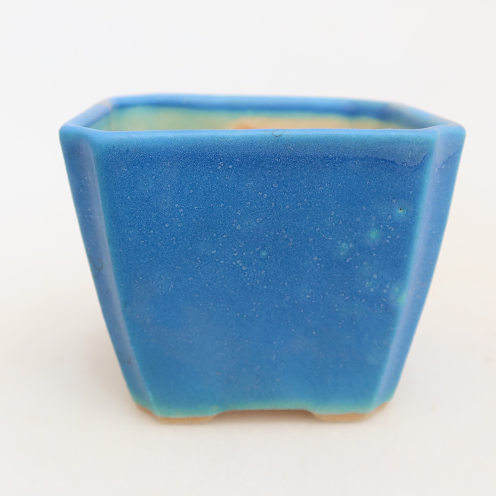 Pot à bonsaï en céramique 7 x 7 x 5,5 cm, couleur bleue