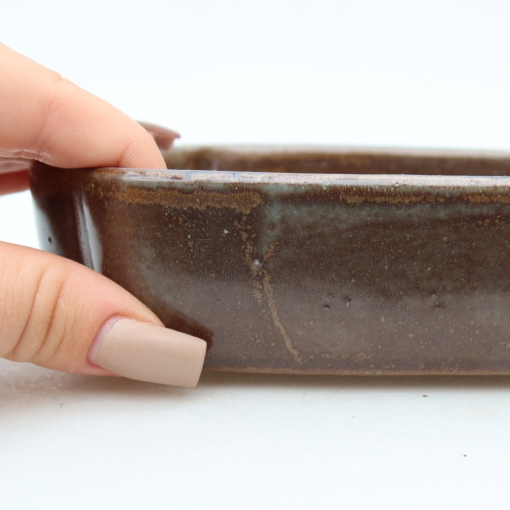 Pot à bonsaï en céramique 16 x 11,5 x 4 cm, couleur marron