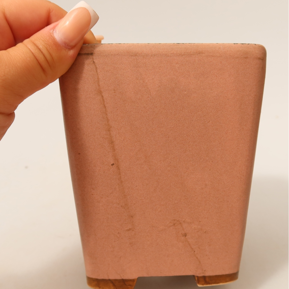 Pot à bonsaï en céramique 10,5 x 10,5 x 12 cm, couleur rose