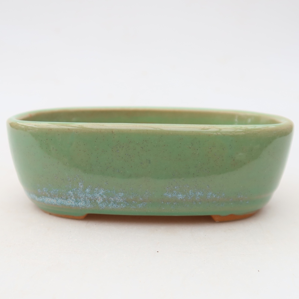Pot à bonsaï en céramique 13 x 8,5 x 4 cm, couleur verte