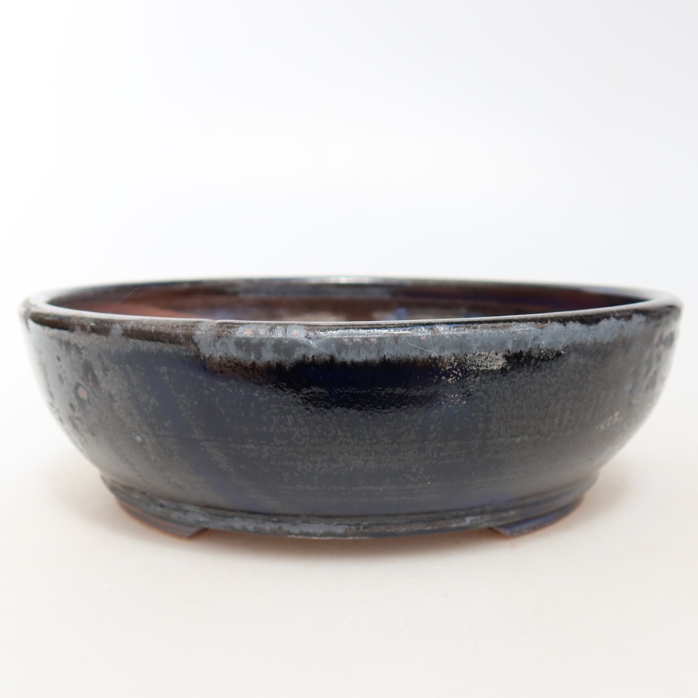 Pot à bonsaï en céramique 17 x 17 x 5 cm, couleur bleue