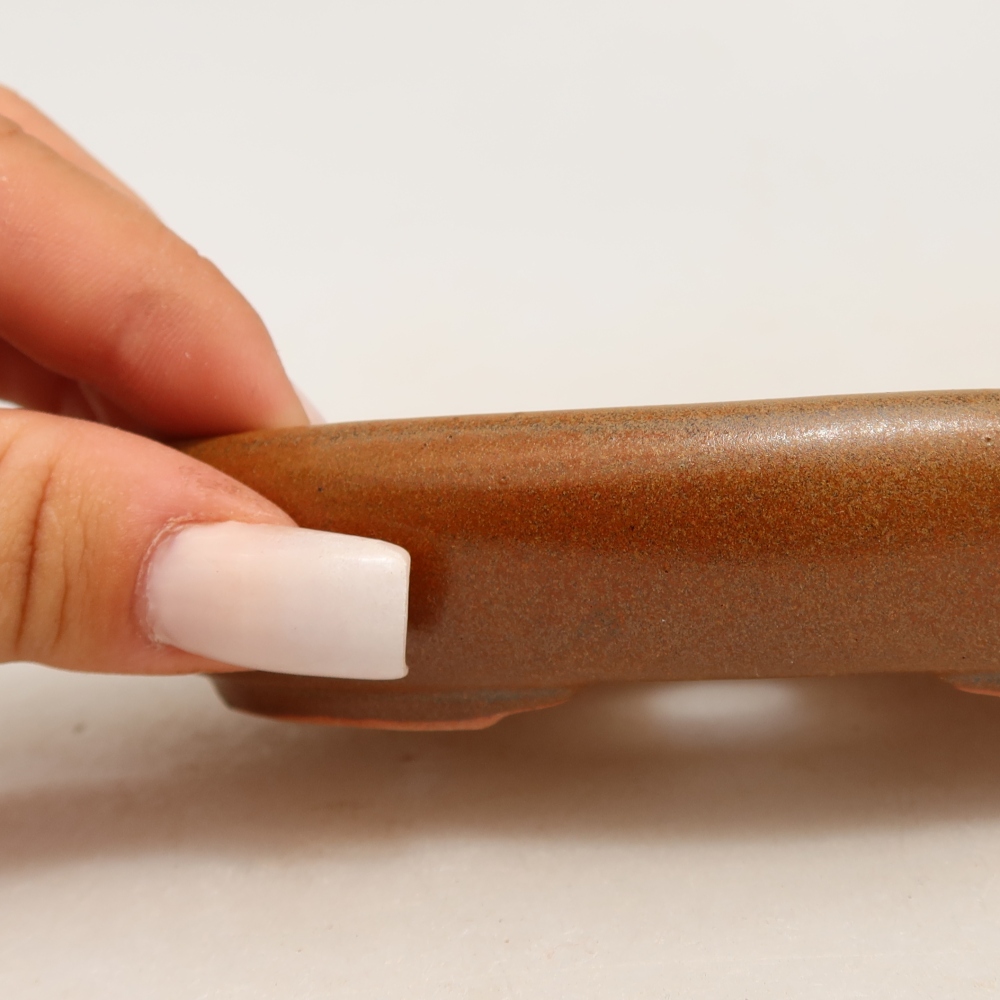 Pot à bonsaï en céramique 13 x 9,5 x 2,5 cm, couleur marron