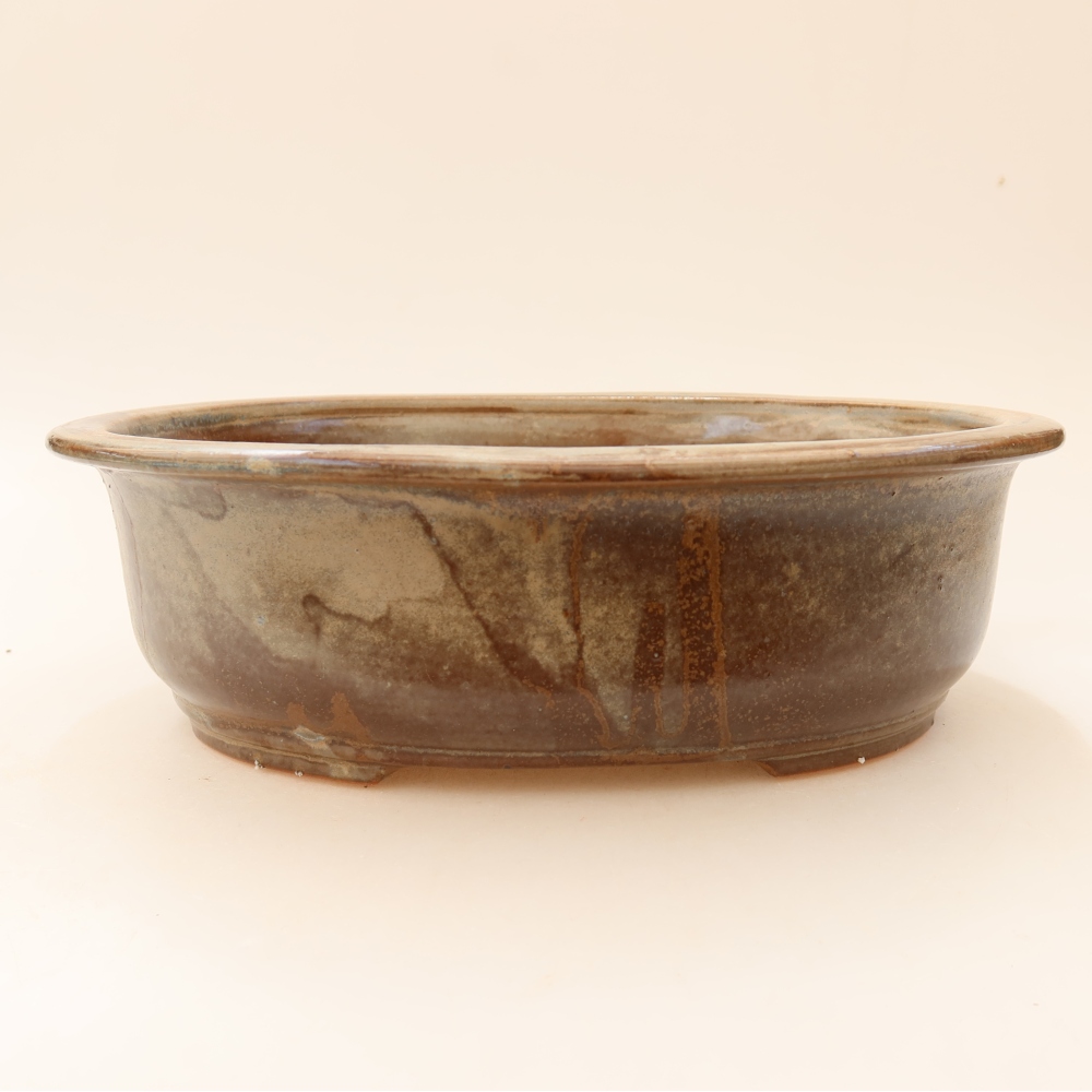 Bol à bonsaï en céramique 23 x 19 x 7 cm, brun