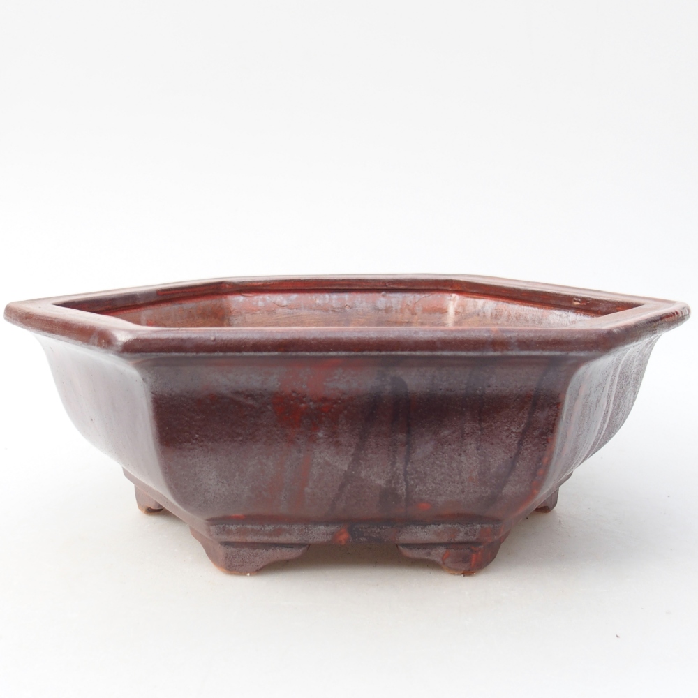 Bol à bonsaï en céramique 24 x 21 x 7,5 cm, couleur rouge