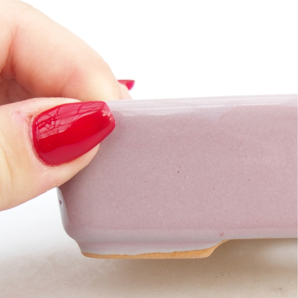 Bol à bonsaï en céramique 12,5 x 9,5 x 3,5 cm, rose