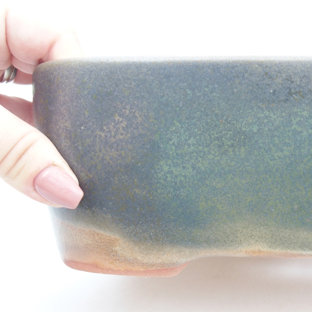 Bol à bonsaï en céramique 23,5 x 19 x 7,5 cm, couleur brun-vert
