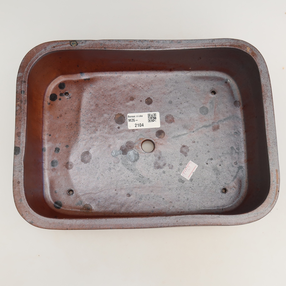 Pot à bonsaï en céramique 28 x 20,5 x 7,5 cm, couleur métallique