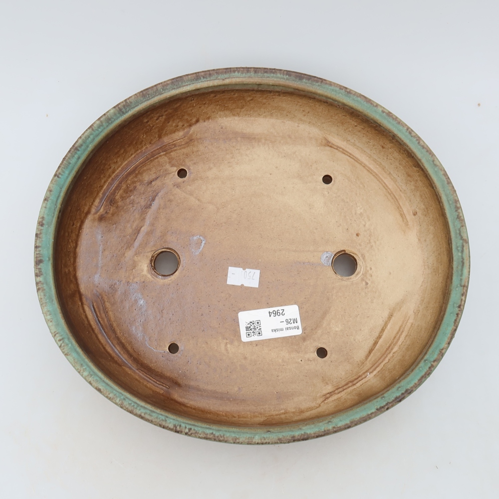 Pot à bonsaï en céramique 27 x 24 x 5,5 cm, couleur verte