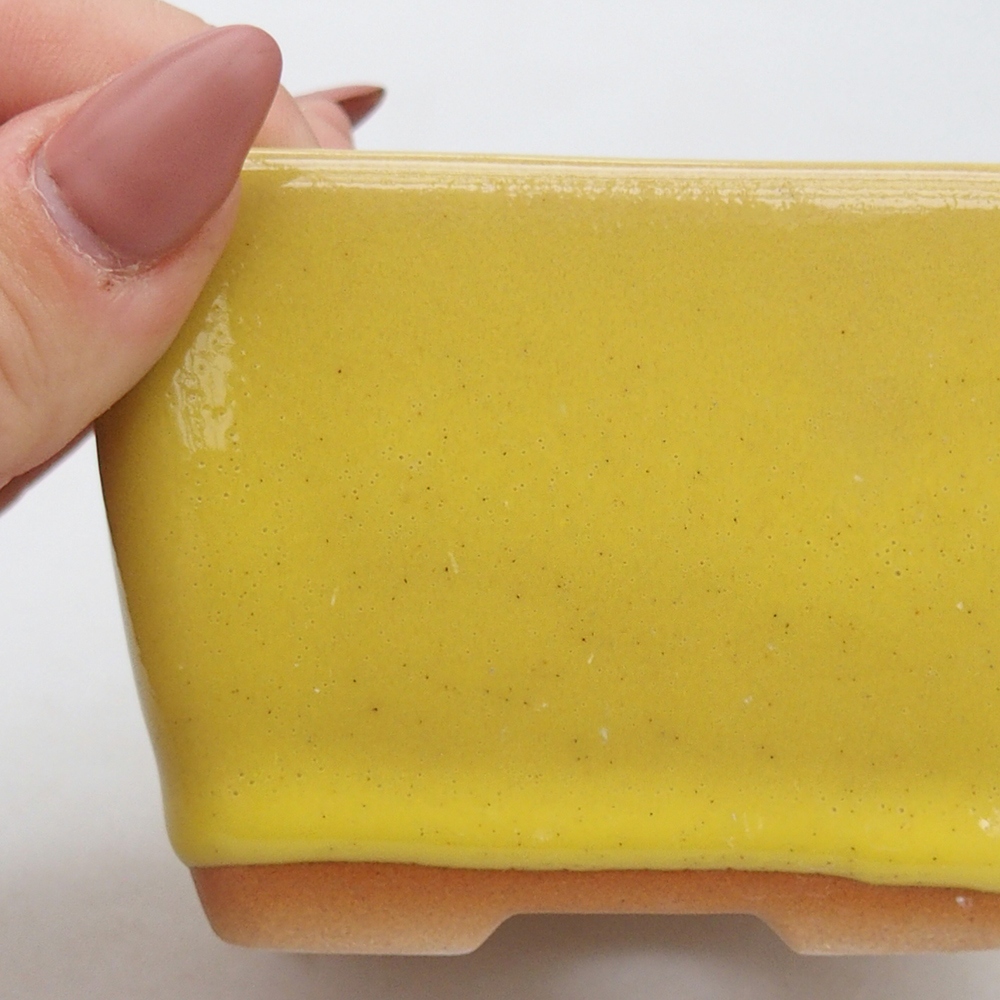 Bol à bonsaï en céramique 8,5 x 8,5 x 6 cm, jaune