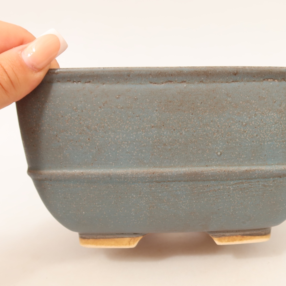 Pot à bonsaï en céramique 16,5 x 16,5 x 9,5 cm, couleur bleue