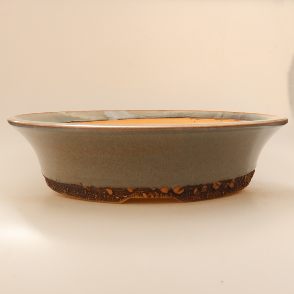 Pot à bonsaï en céramique 35,5 x 35,5 x 9 cm, couleur grise - RETRAIT SUR PLACE UNIQUEMENT ou expédition par palette