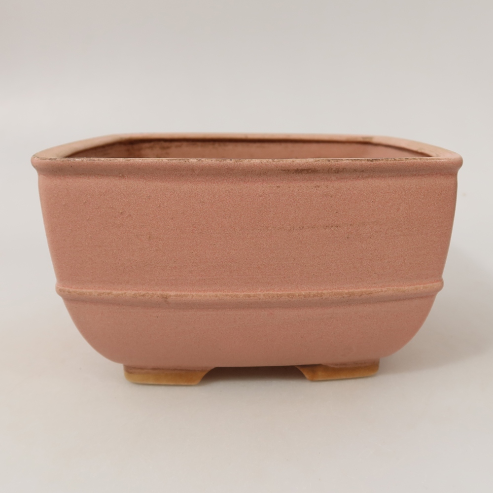 Pot à bonsaï en céramique 16,5 x 16,5 x 9,5 cm, couleur rose