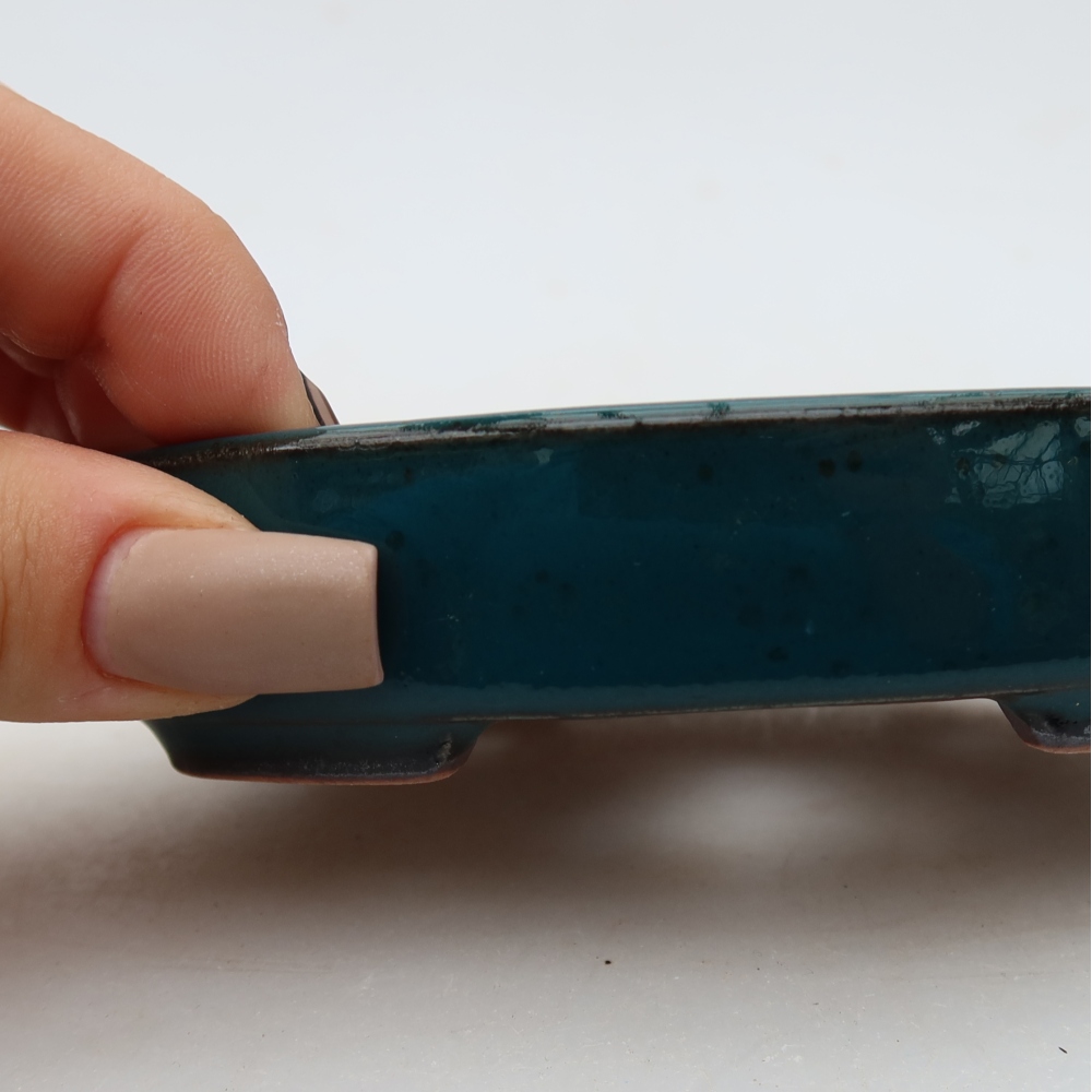 Pot à bonsaï en céramique 12 x 9,5 x 2,5 cm, couleur verte