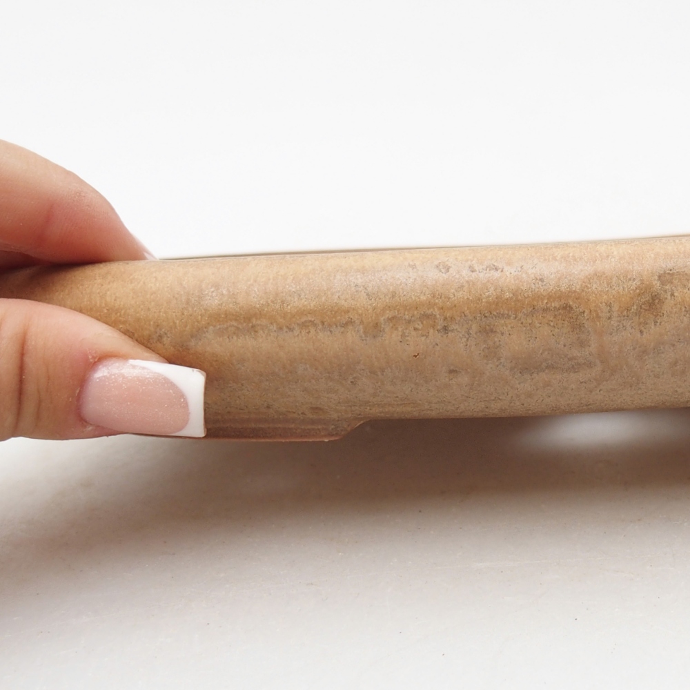 Bol à bonsaï en céramique 22,5 x 16,5 x 3 cm, couleur beige