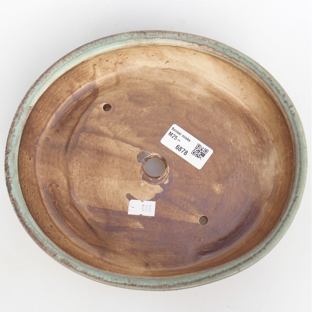 Bol à bonsaï en céramique 22,5 x 20 x 4,5 cm, vert