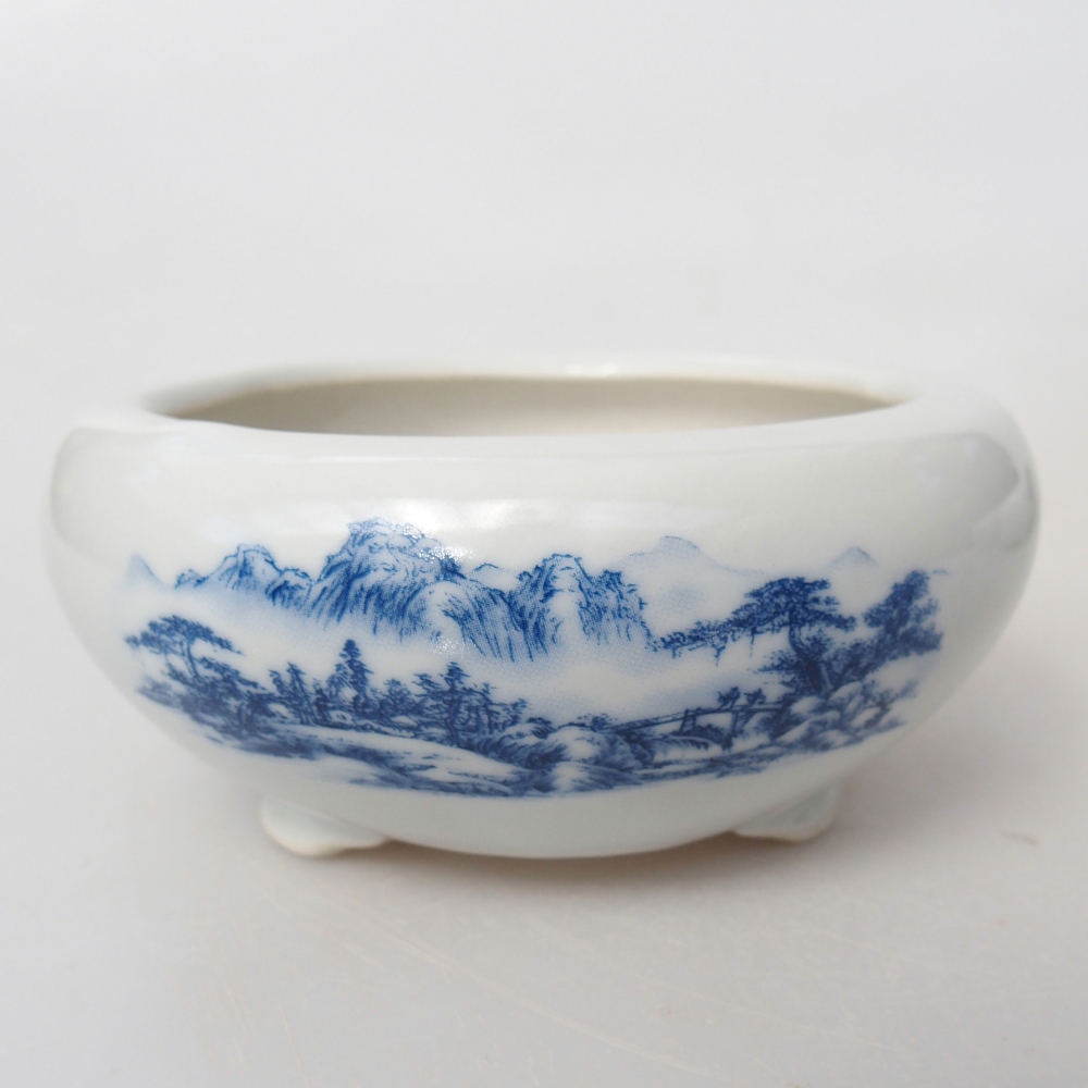 Bol à bonsaï en céramique 10 x 10 x 5 cm, couleur blanc